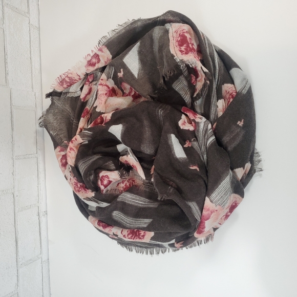 Gray floral infinity scarf